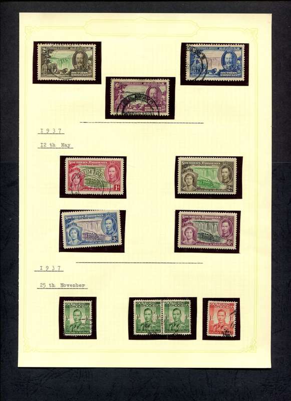 Southern Rhodesia - 11 Stamps Mounted (Hinged) On Old Album Page