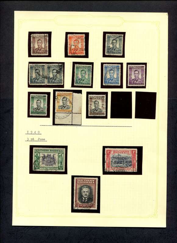 Southern Rhodesia - 14 Stamps Mounted (Hinged) On Old Album Page