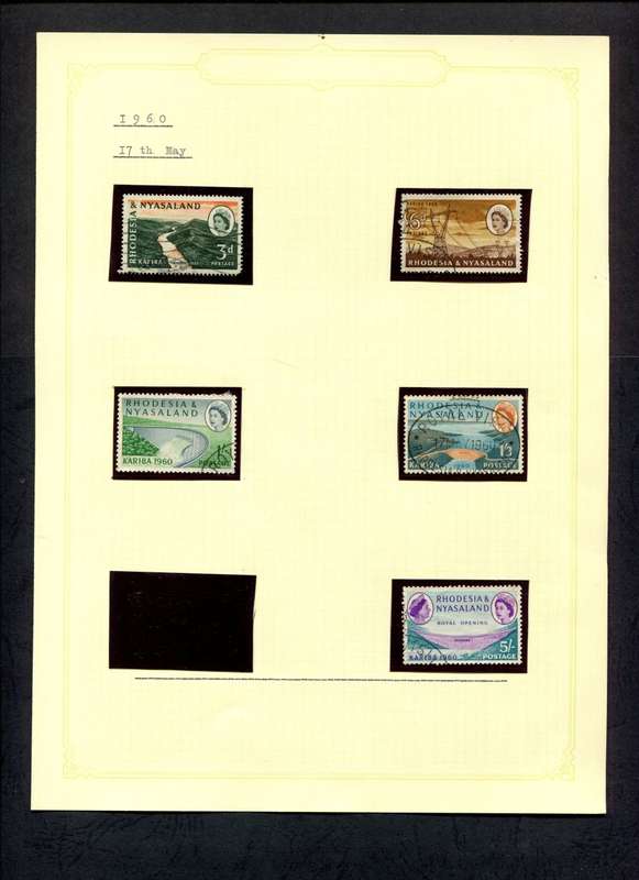 Rhodesia and Nyasaland - 5 Stamps Mounted (Hinged) On Old Album Page