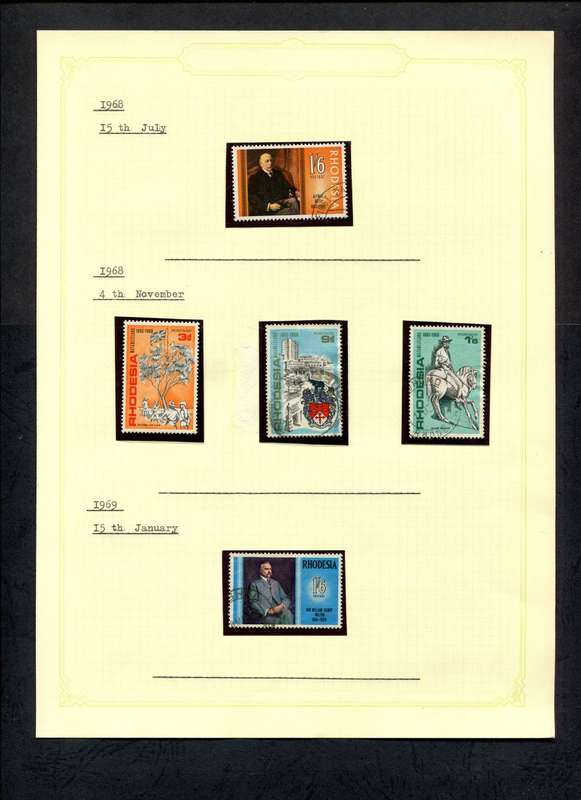 Rhodesia  - 4 Stamps Mounted (Hinged) On Old Album Page