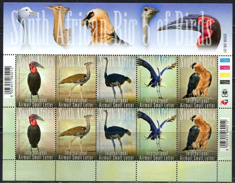 RSA - Birds - Sheet of 10 - 2008 - MNH