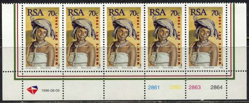 RSA - Control Strip of 5 - 1996 - MNH