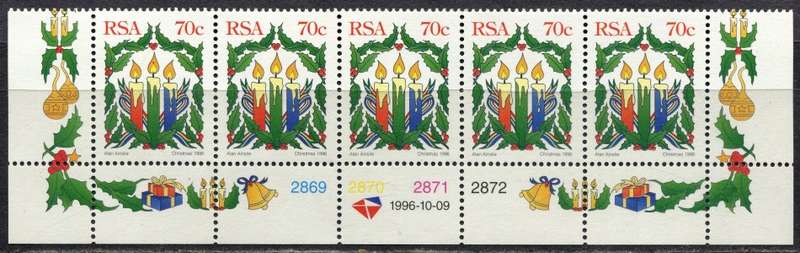 RSA - Control Strip of 5 - 1996 - MNH