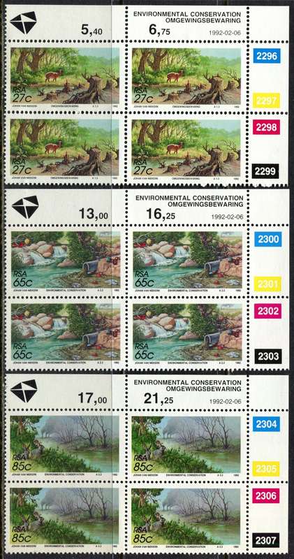 RSA - Set of 3 Control Blocks of 4 - 1992 - MNH