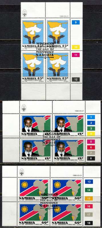Namibia - Set of 3 Control Blocks of 4 - 1990 - CTO