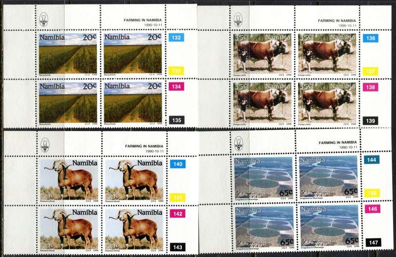 Namibia - Set of 4 Control Blocks of 4 - 1990 - MNH