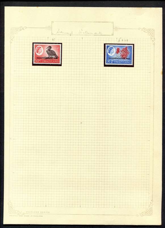 Swaziland - 2 Stamps In Mounts on Old Album Page - Mint Stamps Unmounted