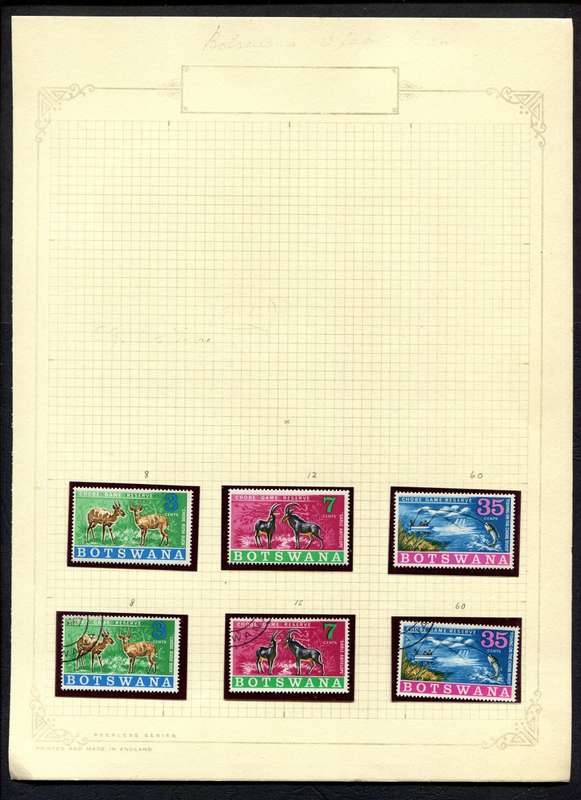 Botswana - 6 Stamps In Mounts on Old Album Page - Mint Stamps Unmounted