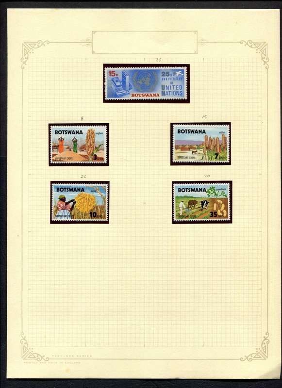 Botswana - 5 Stamps In Mounts on Old Album Page - Mint Stamps Unmounted