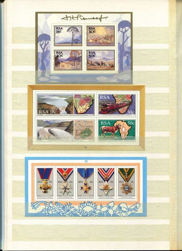 RSA - 16 Page Stock Book(Included) with 59 Miniature Sheets From No. 1 (1975) To Whales of 1998- MNH