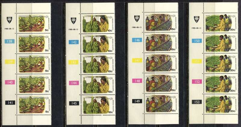Venda - Set of 4 Control Strips 5 - 1980 - MNH