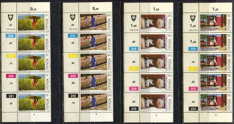 Venda - Set of 4 Control Strips 5 - 1982 - MNH