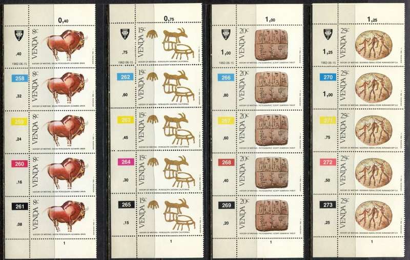 Venda - Set of 4 Control Strips 5 - 1982 - MNH