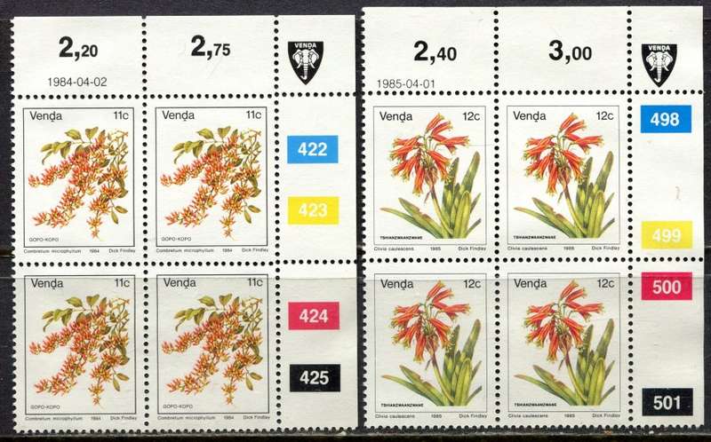 Venda - 2 Control Blocks of 4  Additional Values - 1984/5 - MNH