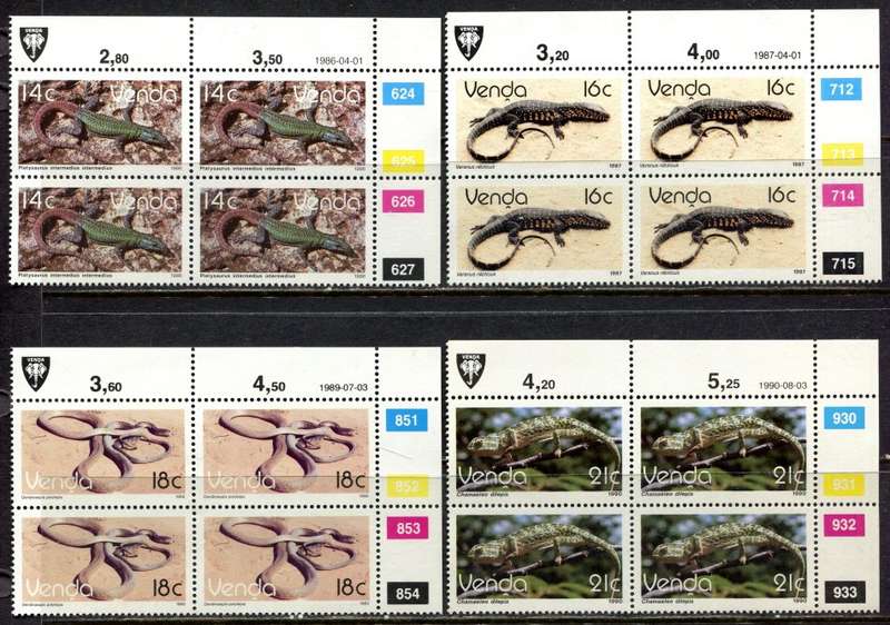 Venda - 4 Control Blocks of 4  - Additional values - MNH