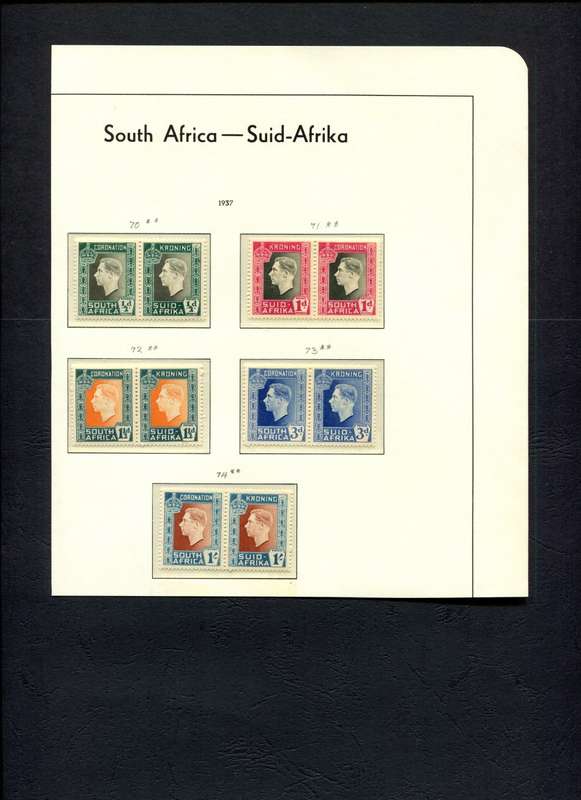 Union of SA - 10 Stamps  in Hinge Less Mounts on Old Album  Page - Stamps MNH