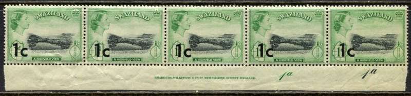 Swaziland - Control /Inscription Strip of 6 - 1961 - MNH - Some Creasing