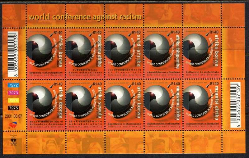 RSA - Full Sheet of 10  - 2001 - MNH