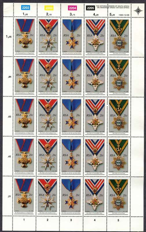 RSA - Full Sheet of 25  - 1990 - MNH