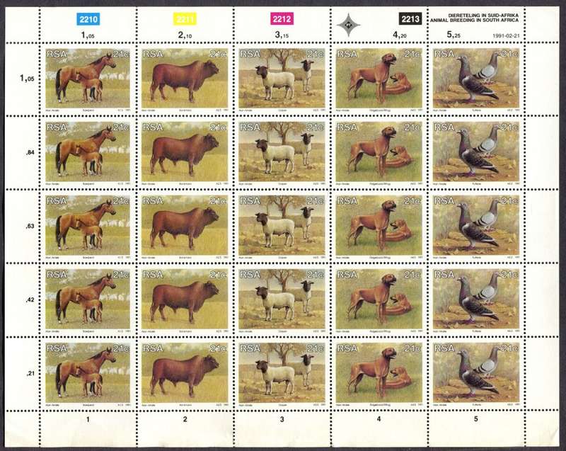 RSA - Full Sheet of 25  - 1991 - MNH