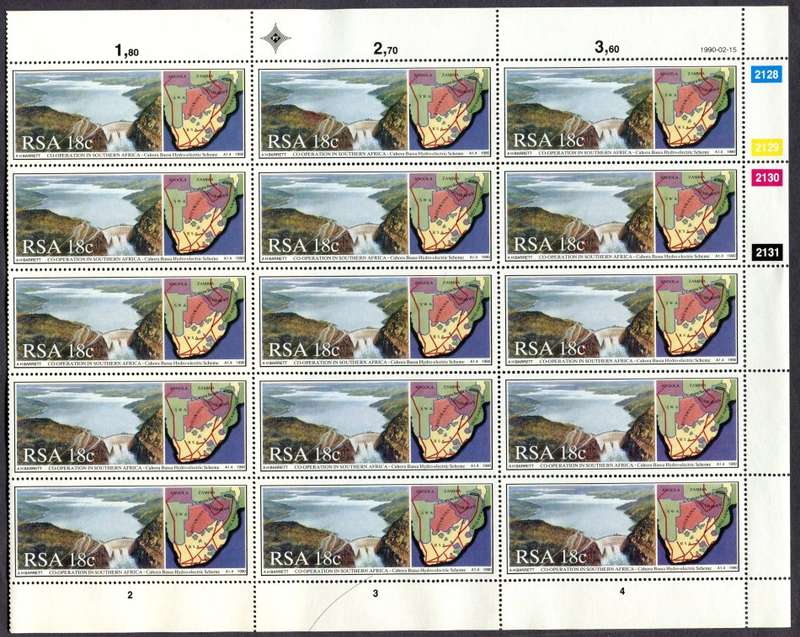 RSA - Set of 4 Full Sheets of 25  - 1990 - MNH - 18c and 40c Folded