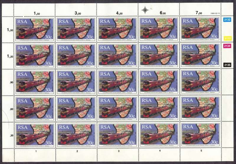 RSA - Set of 4 Full Sheets of 25  - 1990 - MNH - 18c and 40c Folded