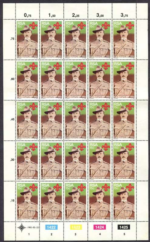 RSA - Full Sheet of 25  - 1982 - MNH - Folded