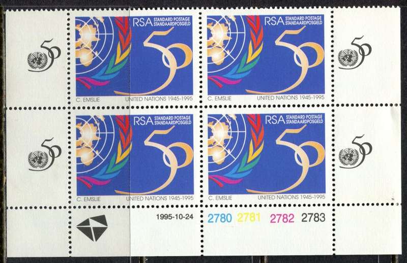 RSA  - Control Block of 4  - 1995  - MNH