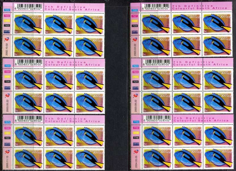 RSA  - 7th Definitive - Reprints -  82  Control Blocks of 6 + 3 Control Strips of 5- 2000/10  - MNH