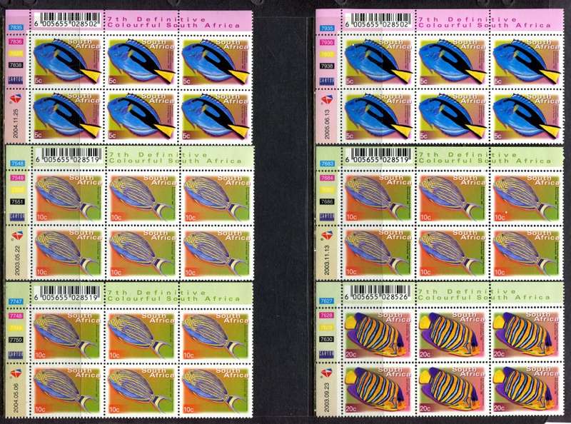 RSA  - 7th Definitive - Reprints -  82  Control Blocks of 6 + 3 Control Strips of 5- 2000/10  - MNH