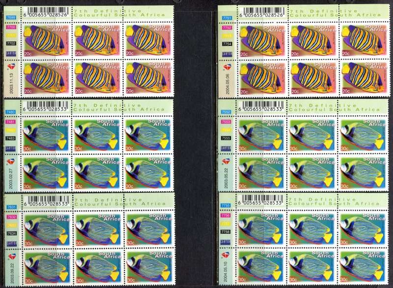 RSA  - 7th Definitive - Reprints -  82  Control Blocks of 6 + 3 Control Strips of 5- 2000/10  - MNH