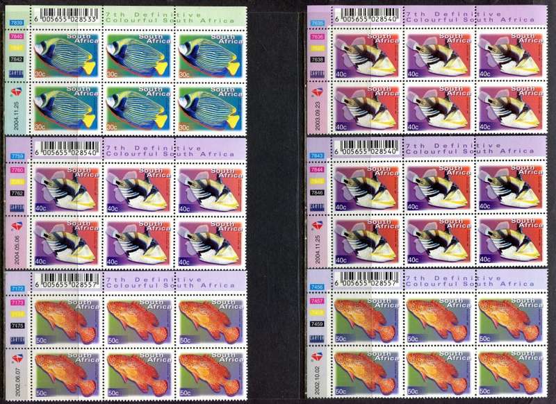 RSA  - 7th Definitive - Reprints -  82  Control Blocks of 6 + 3 Control Strips of 5- 2000/10  - MNH