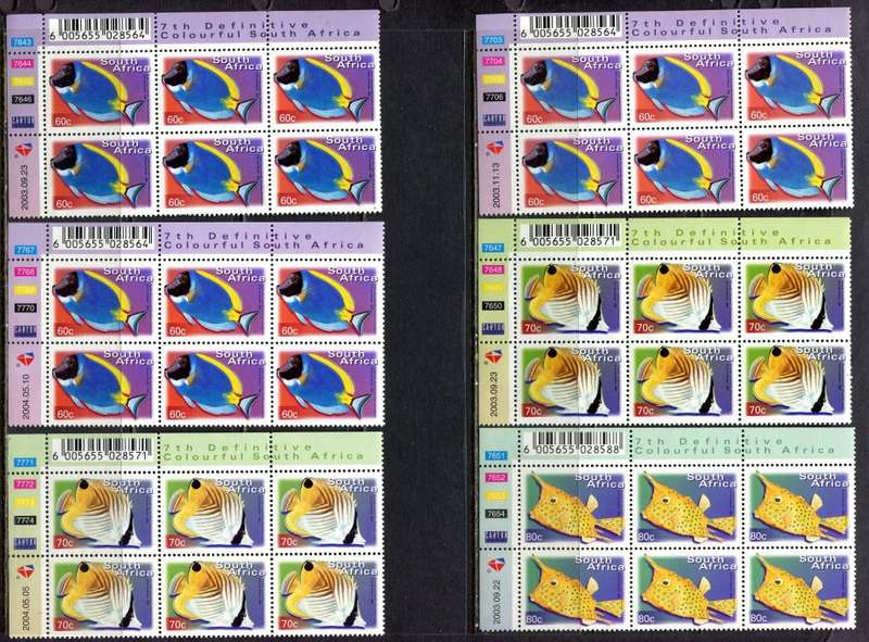 RSA  - 7th Definitive - Reprints -  82  Control Blocks of 6 + 3 Control Strips of 5- 2000/10  - MNH