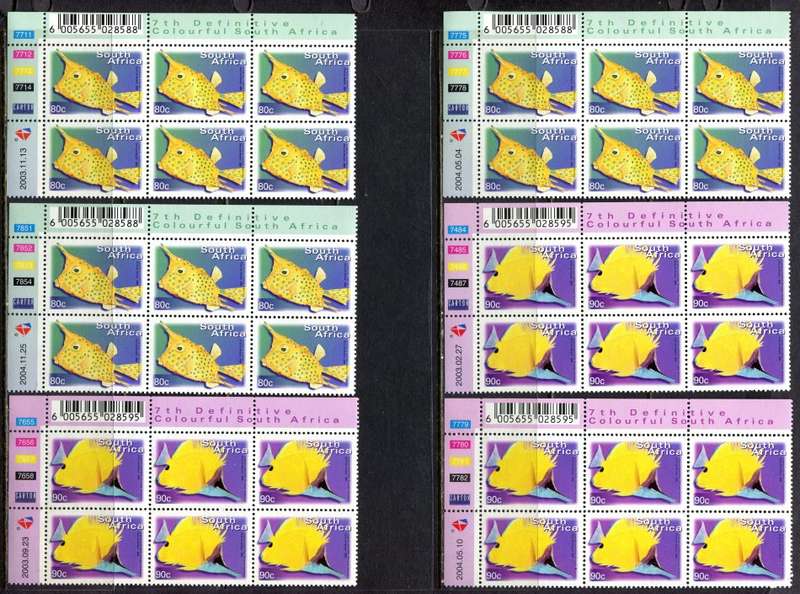 RSA  - 7th Definitive - Reprints -  82  Control Blocks of 6 + 3 Control Strips of 5- 2000/10  - MNH