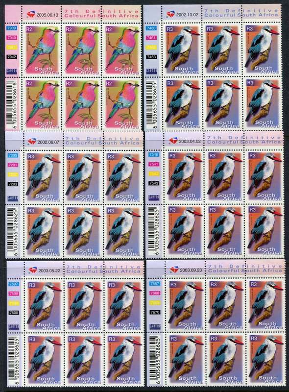 RSA  - 7th Definitive - Reprints -  82  Control Blocks of 6 + 3 Control Strips of 5- 2000/10  - MNH