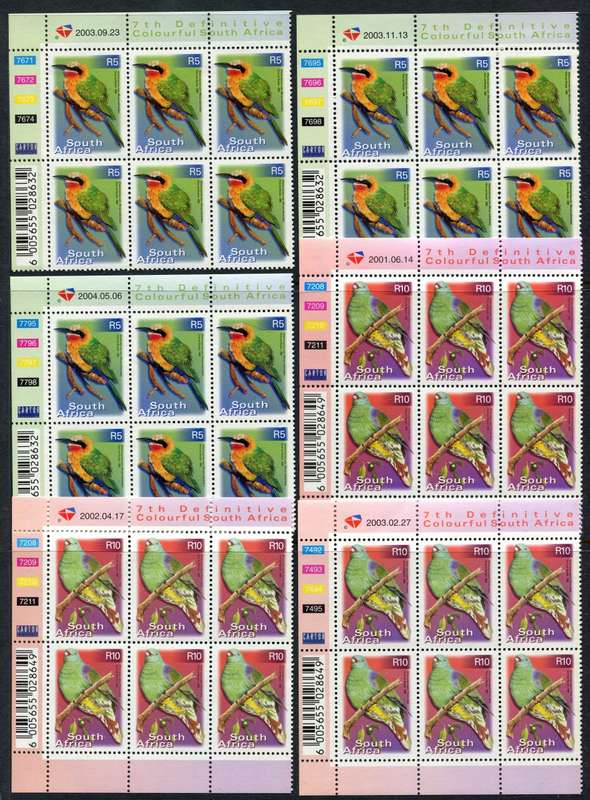 RSA  - 7th Definitive - Reprints -  82  Control Blocks of 6 + 3 Control Strips of 5- 2000/10  - MNH