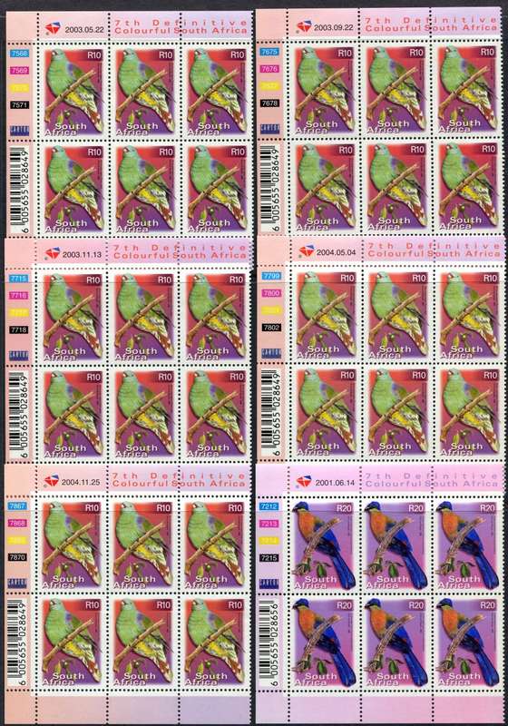 RSA  - 7th Definitive - Reprints -  82  Control Blocks of 6 + 3 Control Strips of 5- 2000/10  - MNH