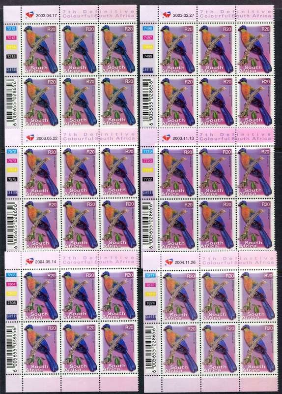 RSA  - 7th Definitive - Reprints -  82  Control Blocks of 6 + 3 Control Strips of 5- 2000/10  - MNH