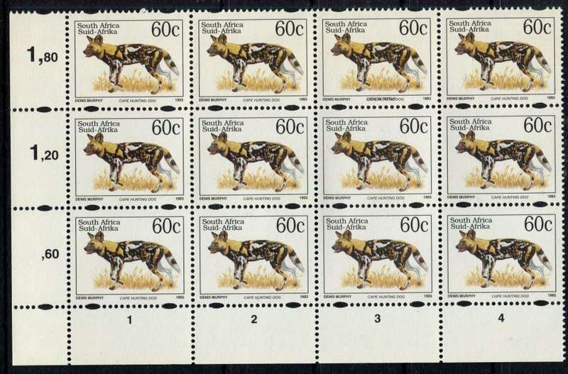 RSA  - 6th Definitive - English Name Printed Over Latin  - Block of 12 - 1993  - MNH