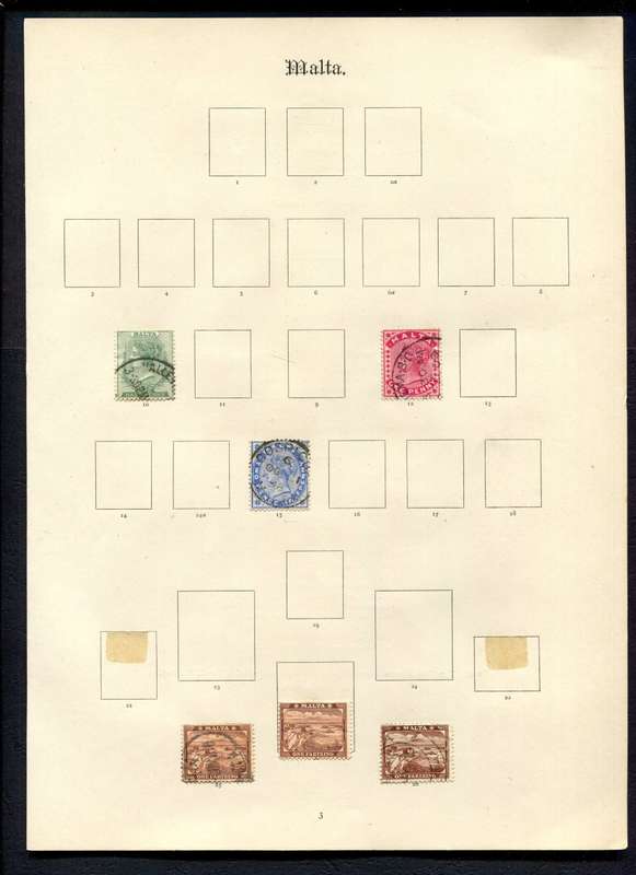 Malta - 6 Stamps on Old Album Page