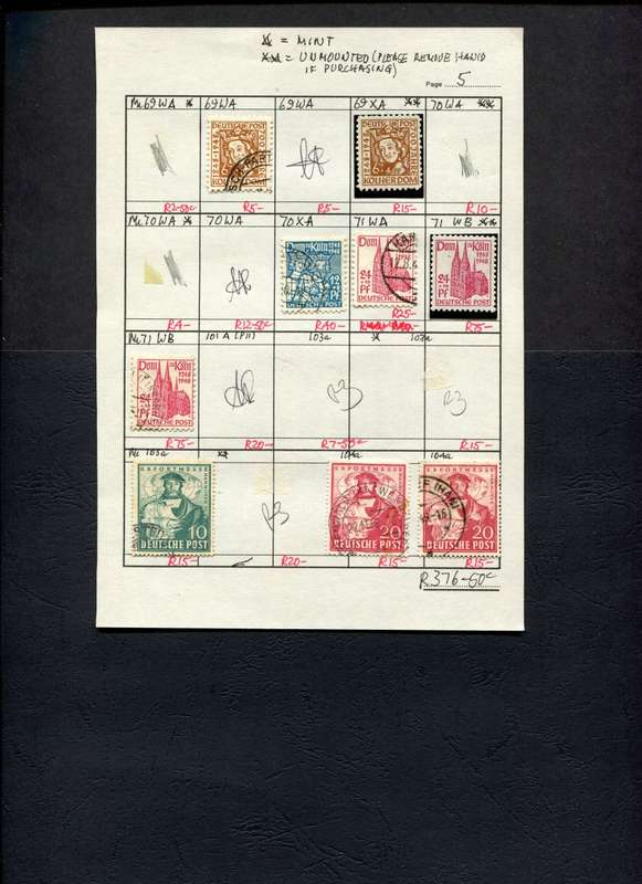 Germany - 9 Stamps Mounted (Hinged) on Approval Page