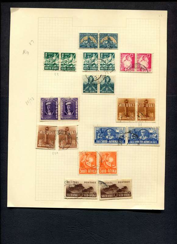 Union of SA - 22 Stamps Mounted (Hinged) On Old Album Page