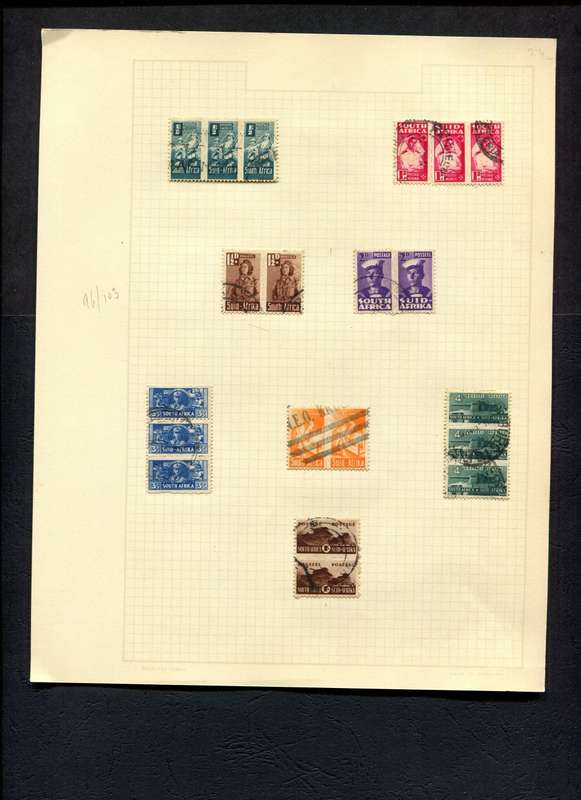 Union of SA - 20 Stamps Mounted (Hinged) On Old Album Page - 3d NOT a Unit
