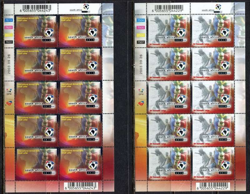 RSA - Set of 2 Full Sheets of 10 - 2003 - MNH