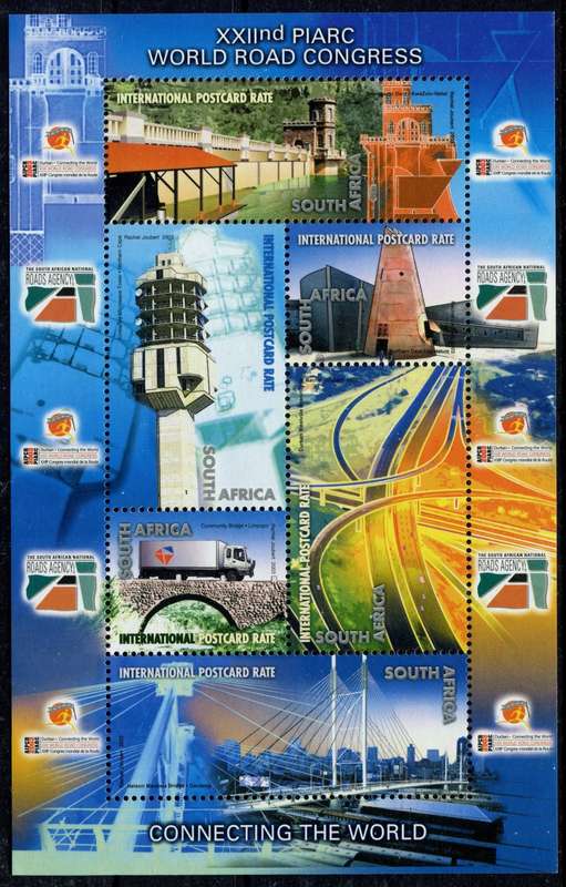 RSA - Full Sheet of 6 - XXII PIARC Road Congress - SACC 1580  - 2003 - MNH