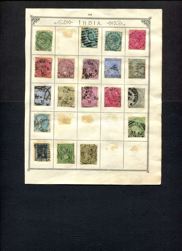 India - 41 Stamps Mounted On Both Sides Of Old Album Page