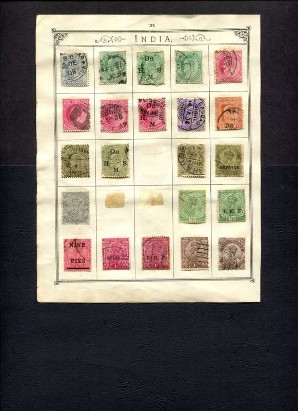 India - 41 Stamps Mounted On Both Sides Of Old Album Page