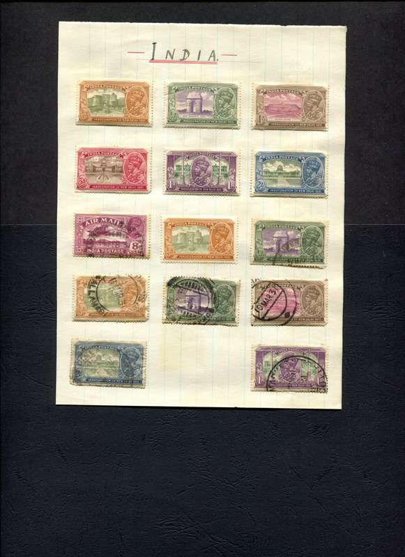 India - 28 Stamps Mounted On Both Sides Of Old Album Page