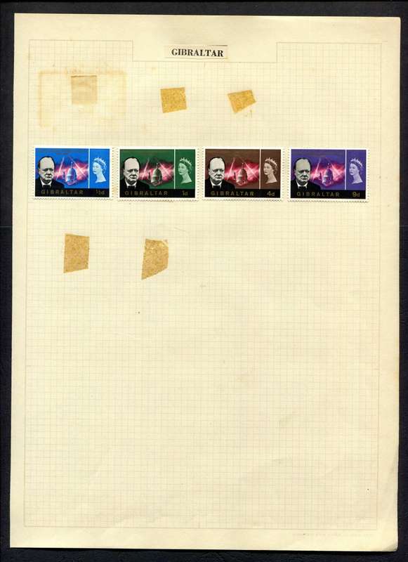 Gibraltar - 4 Stamps Mounted On Old Album Page