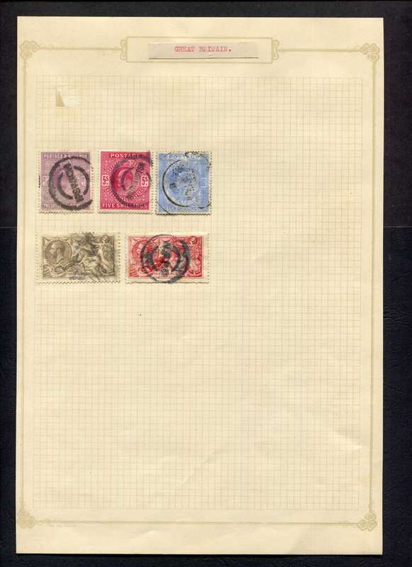 Great Britain - 5 Stamps Mounted On Old Album Page